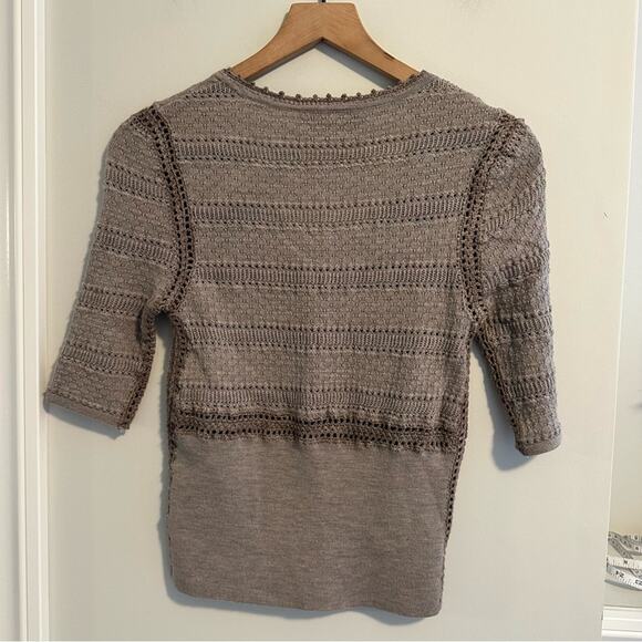 SEA New York Taupe Tan Brown Merino Wool Sweater Knit Top XS - Picture 4 of 11